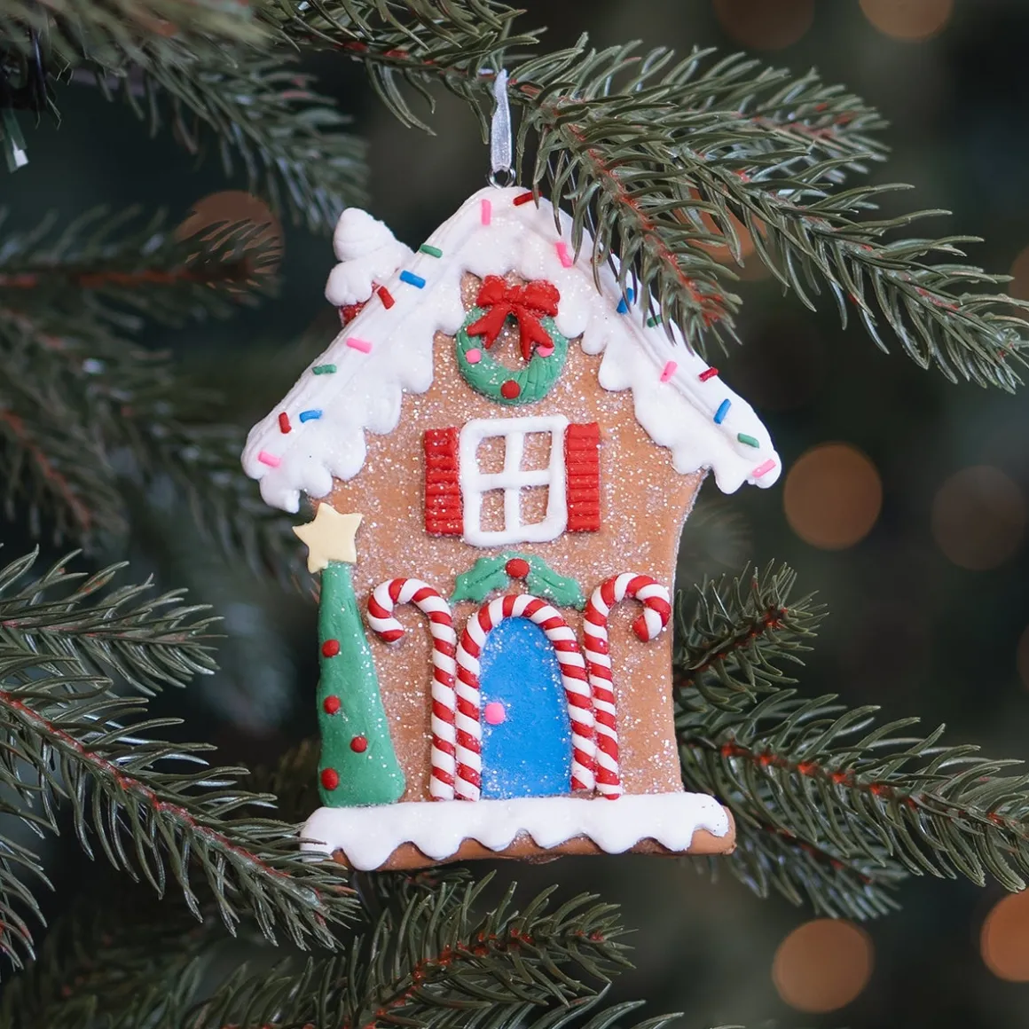 Gingerbread House Ornament With Sugar Coating