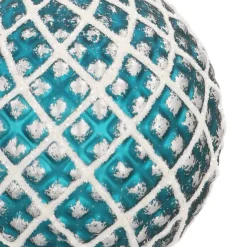 Glass Bauble Cone | Petrol White | 8 Cm