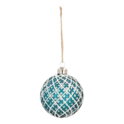 Glass Bauble Cone | Petrol White | 8 Cm
