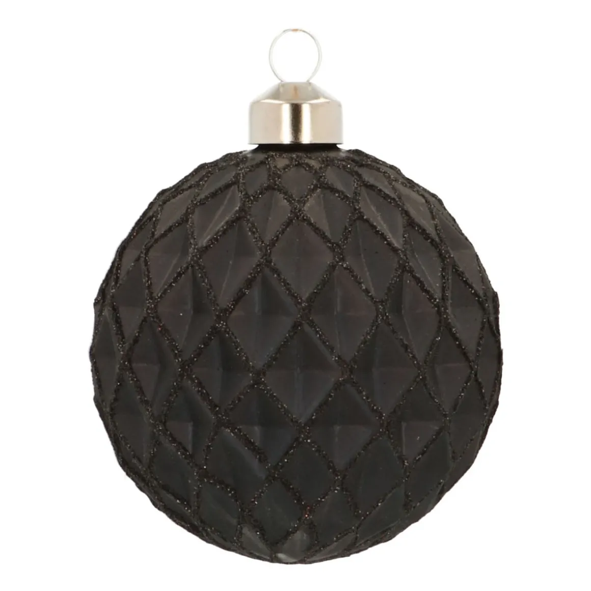 Glass Bauble Diamonds | Black | 8 Cm