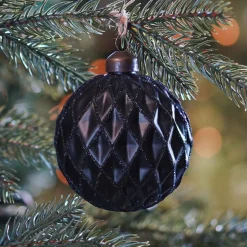 Glass Bauble Diamonds | Black | 8 Cm