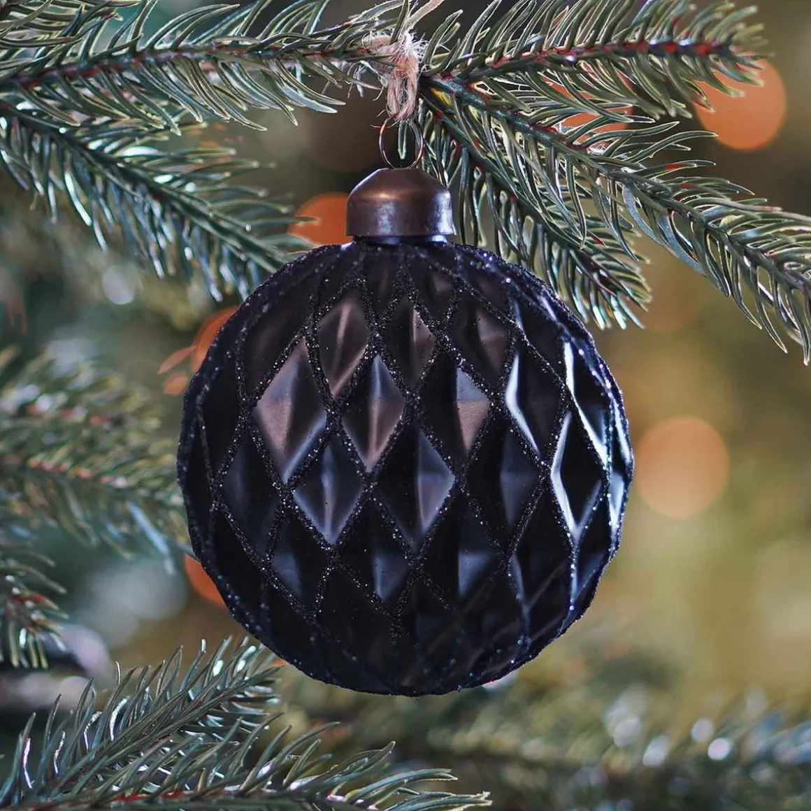 Glass Bauble Diamonds | Black | 8 Cm