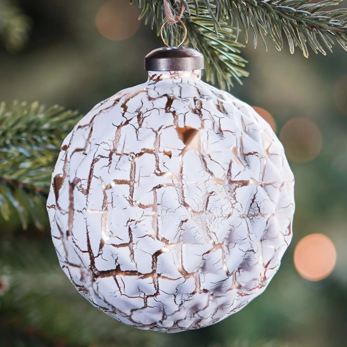 Glass Bauble Diamonds | White Copper | 8 Cm