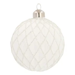 Glass Bauble Diamonds | White | 8 Cm