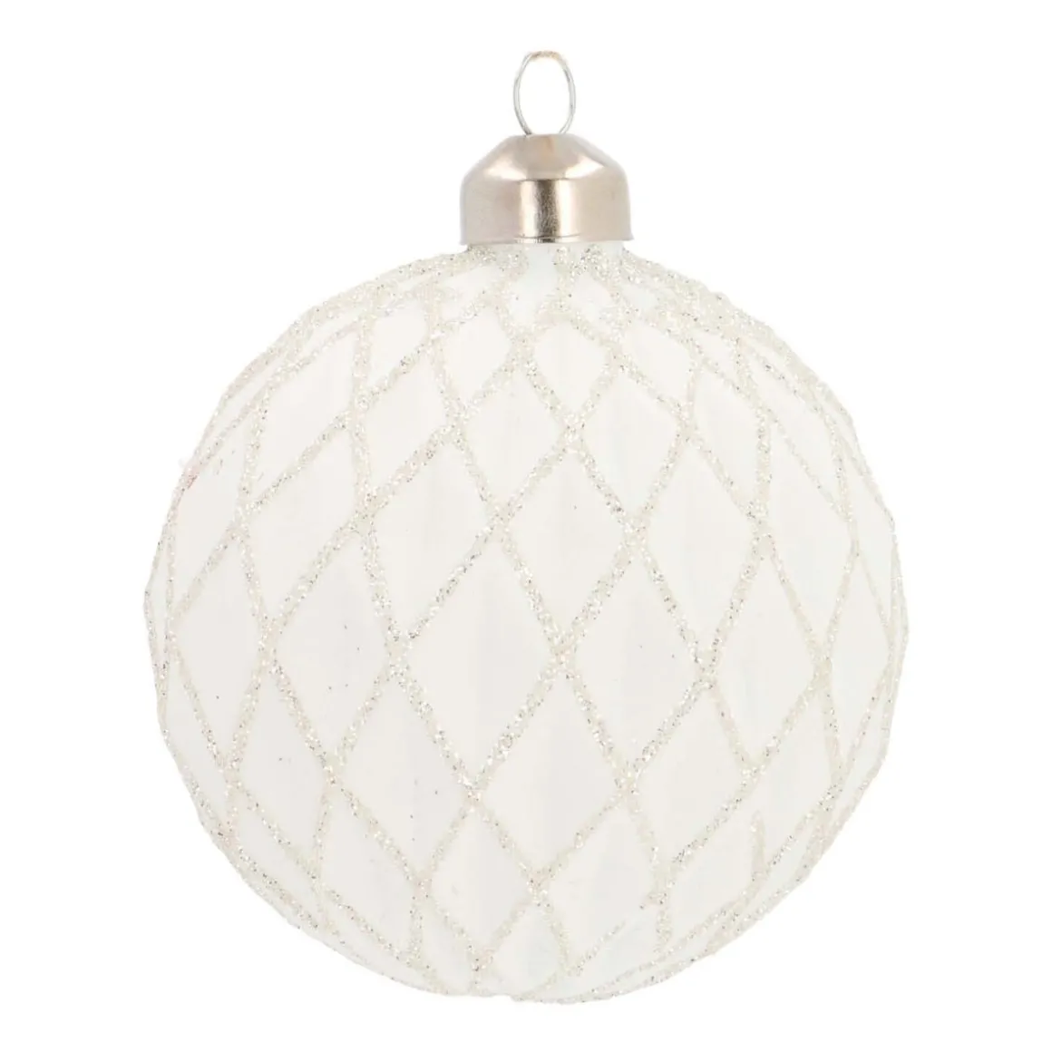 Glass Bauble Diamonds | White | 8 Cm