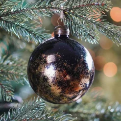 Glass Bauble Golden Spots | Black | 8 Cm