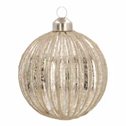 Glass Bauble Lampion | Antique Silver Champagne | 8 Cm