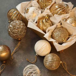 Glass Bauble Lampion | Antique Silver Champagne | 8 Cm