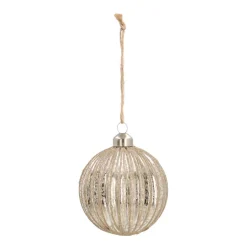 Glass Bauble Lampion | Antique Silver Champagne | 8 Cm