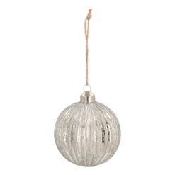 Glass Bauble Lampion | Antique Silver | 8 Cm