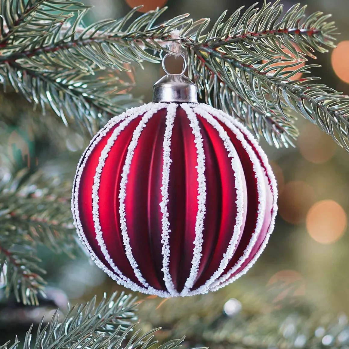Glass Bauble Lampion | Red | 8 Cm
