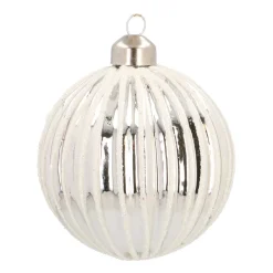 Glass Bauble Lampion | Silver | 8 Cm