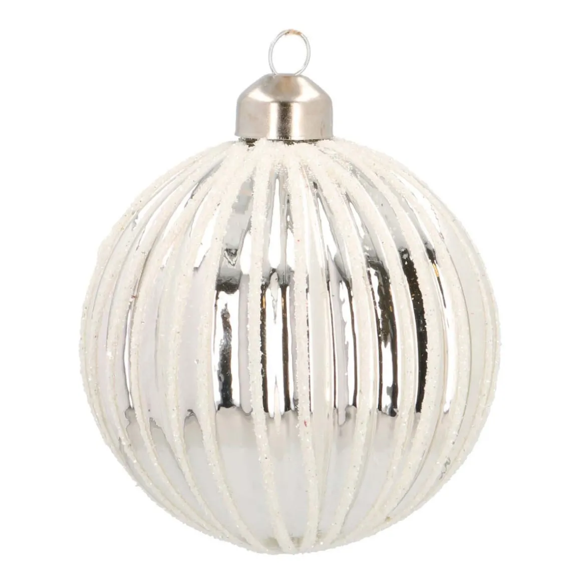 Glass Bauble Lampion | Silver | 8 Cm