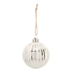 Glass Bauble Lampion | Silver | 8 Cm