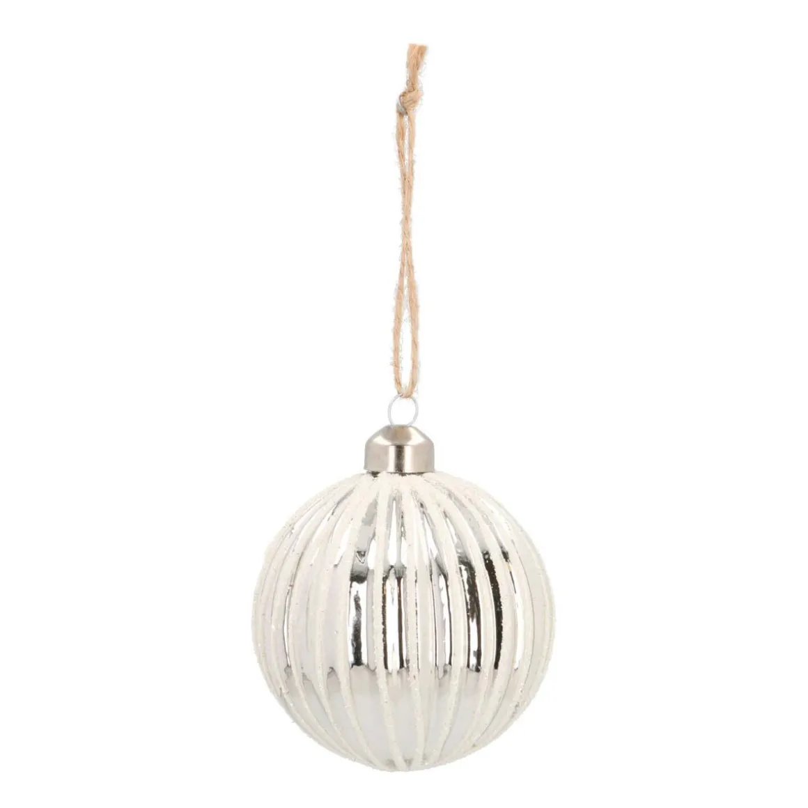 Glass Bauble Lampion | Silver | 8 Cm