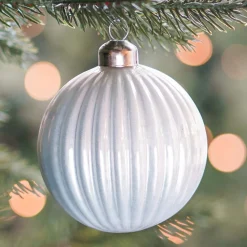 Glass Bauble Lampion | White | 8 Cm