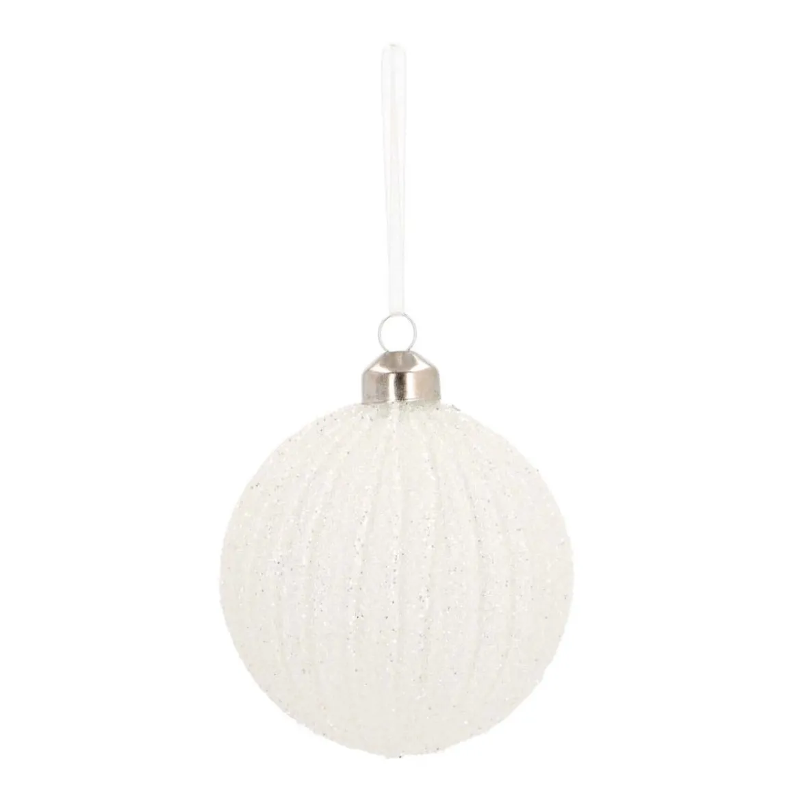 Glass Bauble Lampion | White | 8 Cm