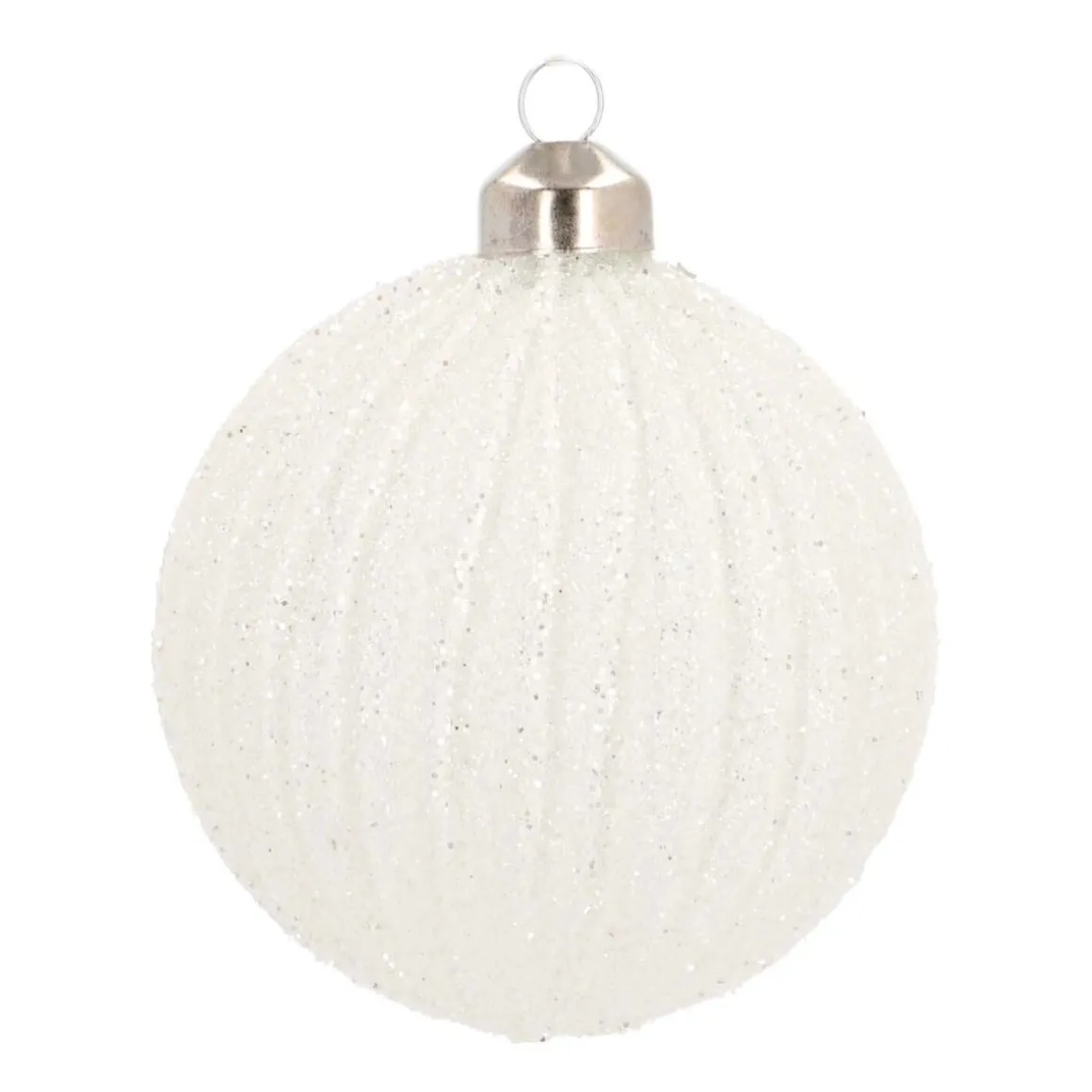 Glass Bauble Lampion | White | 8 Cm