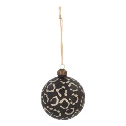 Glass Bauble Leopard Print | Black | 8 Cm