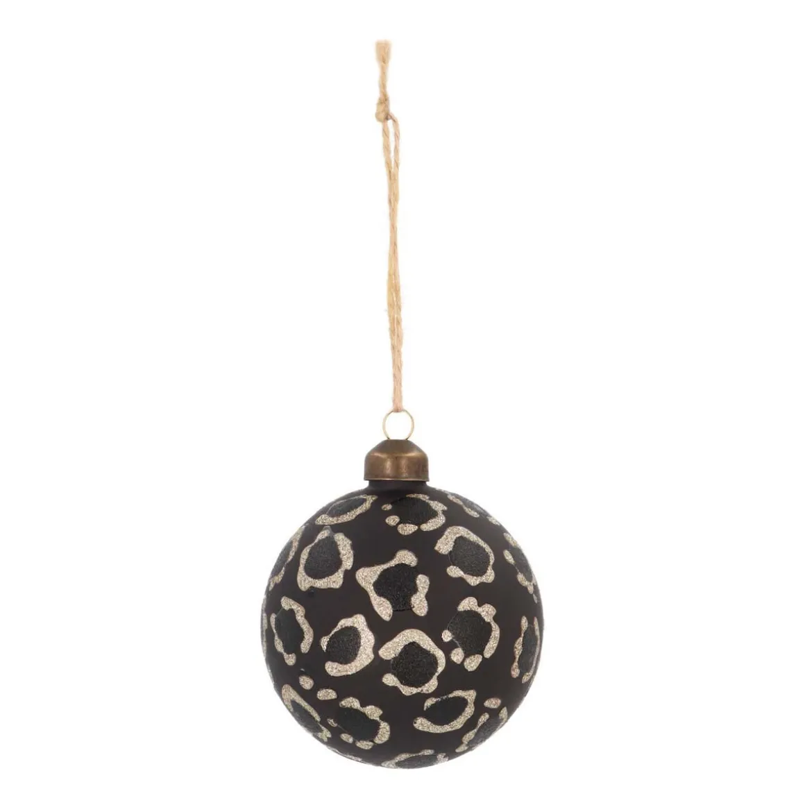 Glass Bauble Leopard Print | Black | 8 Cm