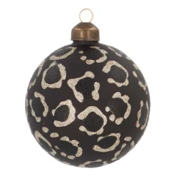 Glass Bauble Leopard Print | Black | 8 Cm