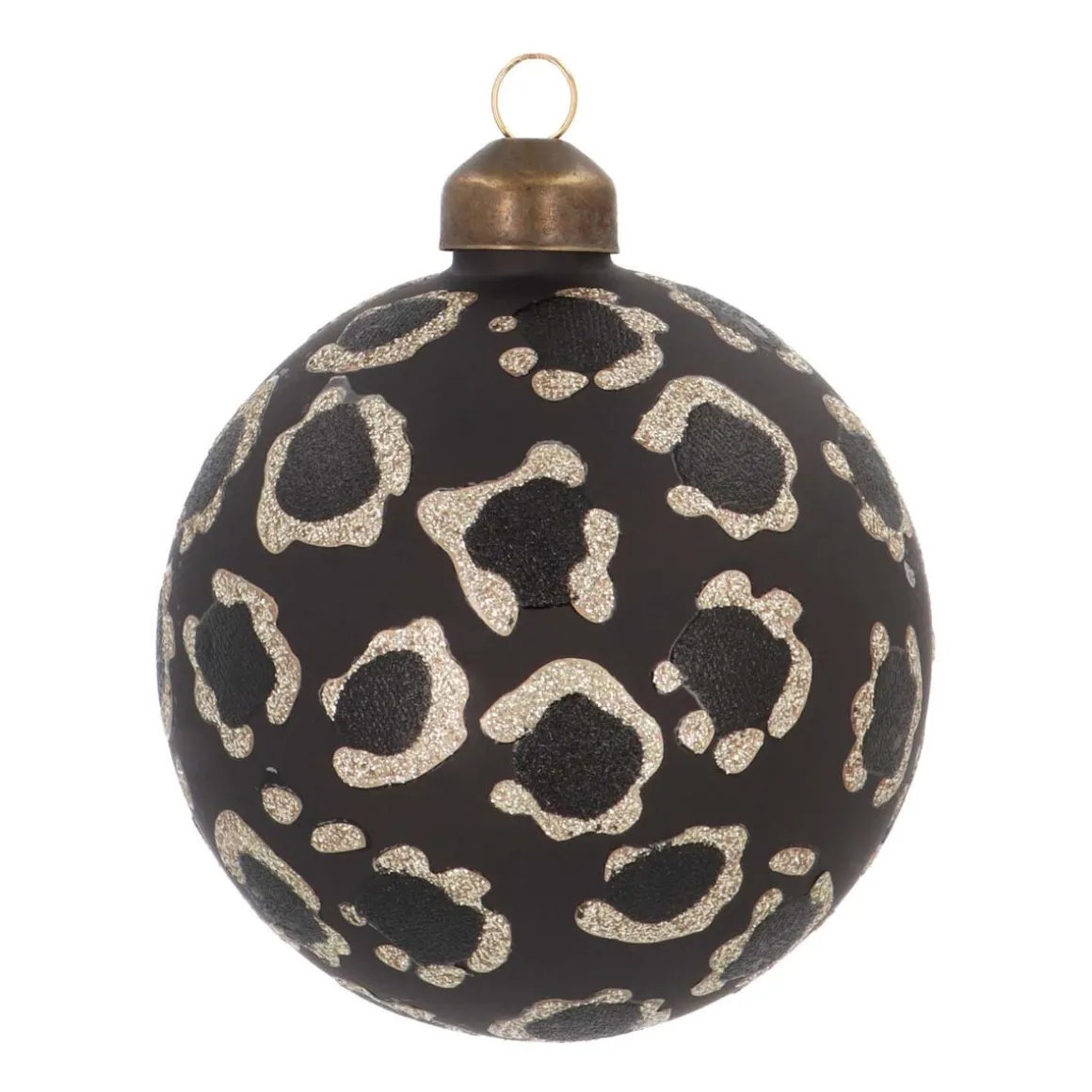 Glass Bauble Leopard Print | Black | 8 Cm