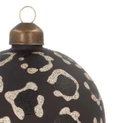 Glass Bauble Leopard Print | Black | 8 Cm