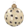 Glass Bauble Leopard Print | Champagne Glitter | 8 Cm
