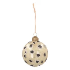 Glass Bauble Leopard Print | Champagne Glitter | 8 Cm