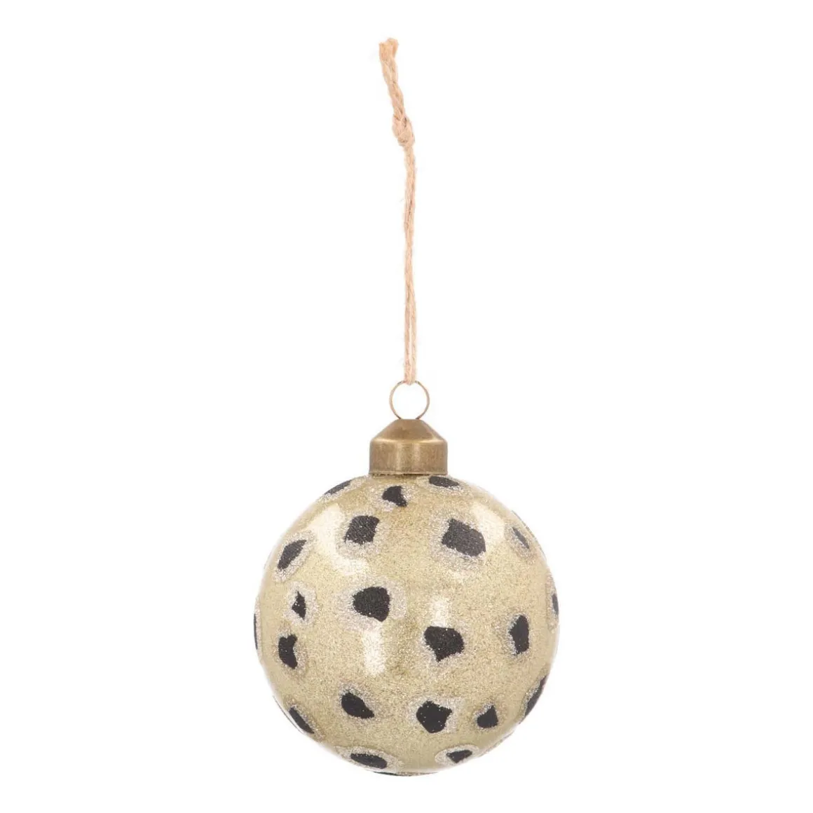 Glass Bauble Leopard Print | Champagne Glitter | 8 Cm