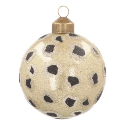 Glass Bauble Leopard Print | Champagne Glitter | 8 Cm