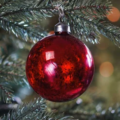 Glass Bauble Mercury | Red | 8 Cm