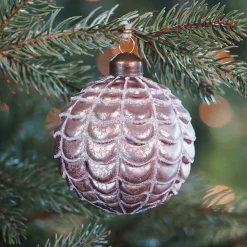 Glass Bauble Relief | Taupe | 8 Cm