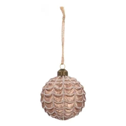 Glass Bauble Relief | Taupe | 8 Cm