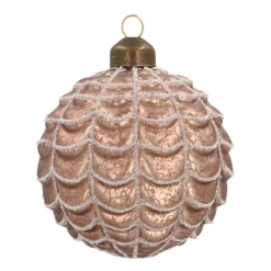 Glass Bauble Relief | Taupe | 8 Cm
