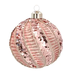 Glass Bauble Swirl | Antique Pink | 8 Cm