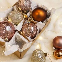 Glass Bauble Swirl | Antique Pink | 8 Cm