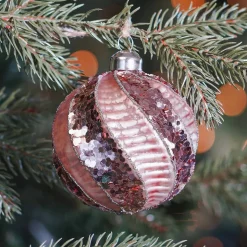 Glass Bauble Swirl | Antique Pink | 8 Cm