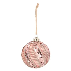 Glass Bauble Swirl | Antique Pink | 8 Cm
