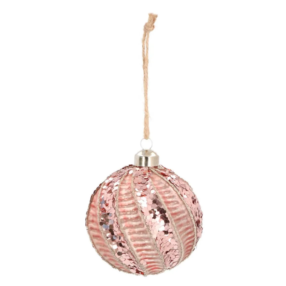 Glass Bauble Swirl | Antique Pink | 8 Cm