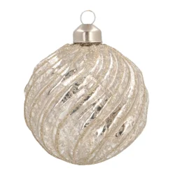 Glass Bauble Swirl | Champagne | 8 Cm