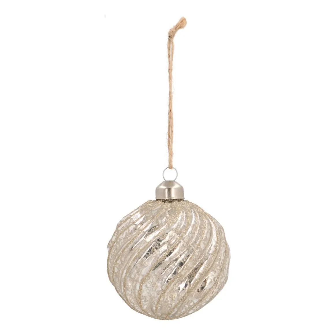 Glass Bauble Swirl | Champagne | 8 Cm
