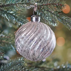 Glass Bauble Swirl | Champagne | 8 Cm