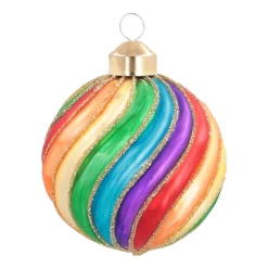 Glass Bauble Swirl | Multicolour | 8 Cm