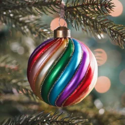 Glass Bauble Swirl | Multicolour | 8 Cm
