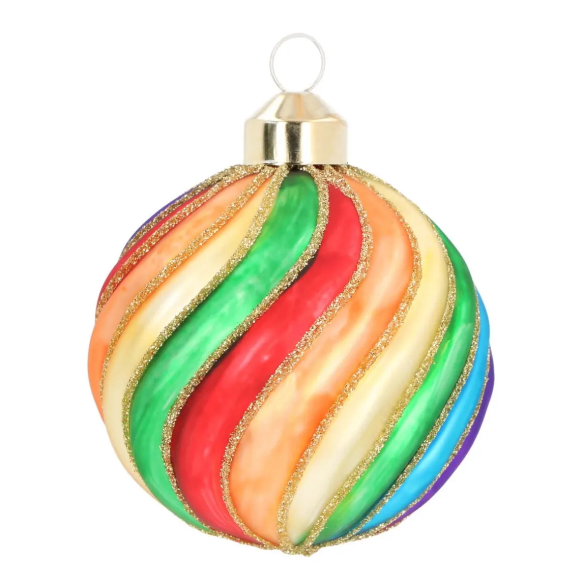 Glass Bauble Swirl | Multicolour | 8 Cm