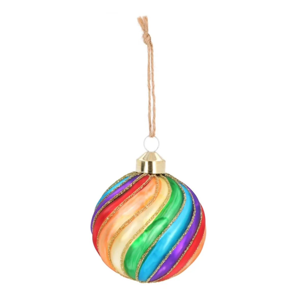 Glass Bauble Swirl | Multicolour | 8 Cm