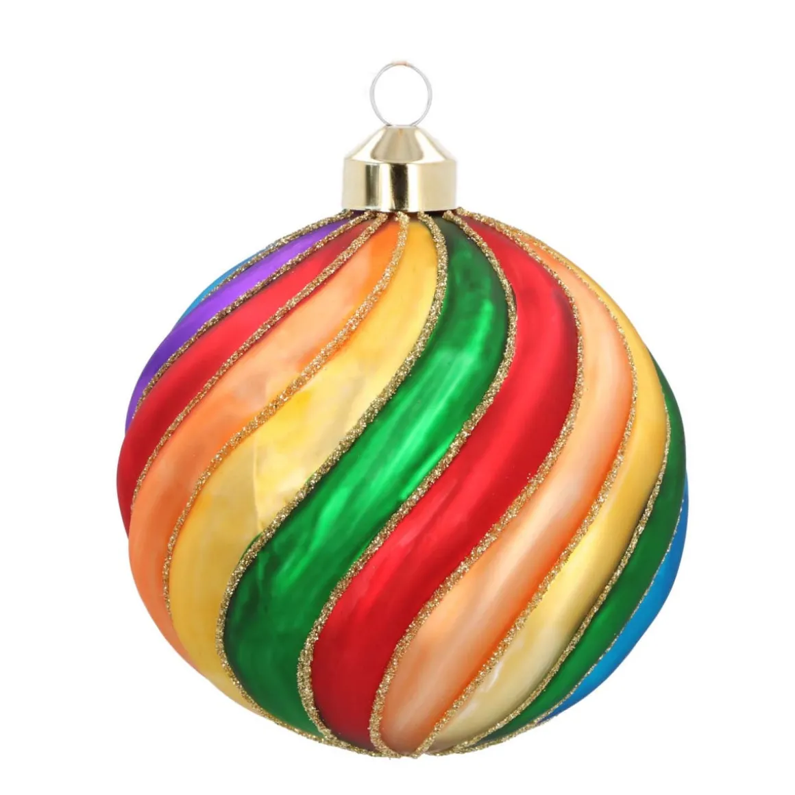 Glass Bauble Swirl | Multicolour | 10 Cm