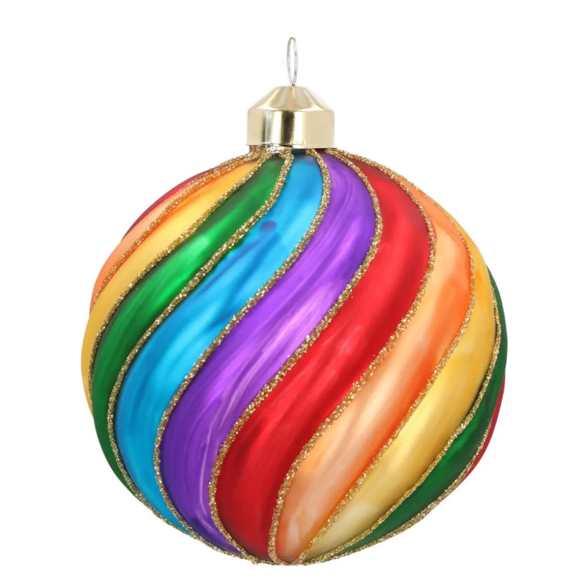 Glass Bauble Swirl | Multicolour | 10 Cm