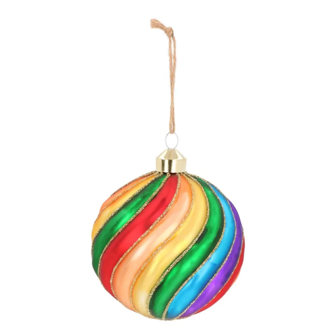 Glass Bauble Swirl | Multicolour | 10 Cm